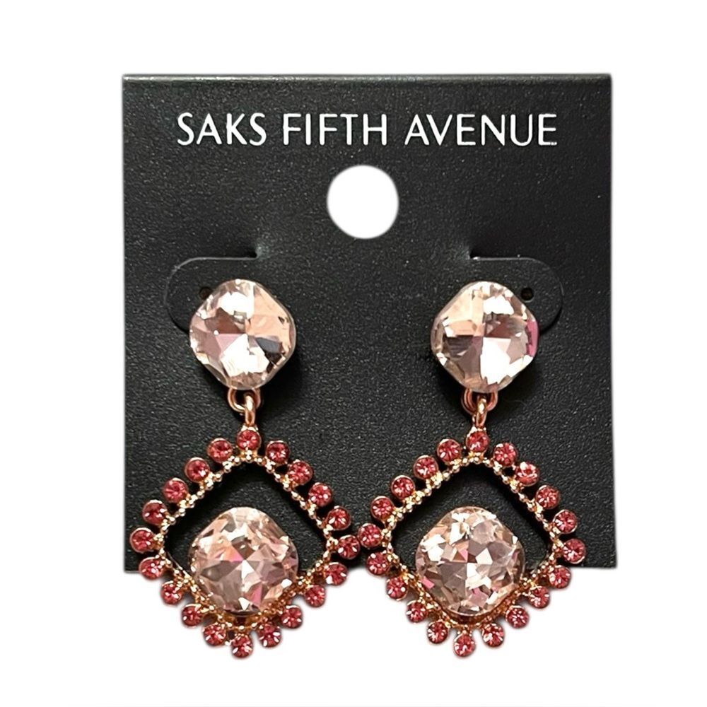 Saks Fifth Avenue Rose-Pink Crystal Drop Earrings